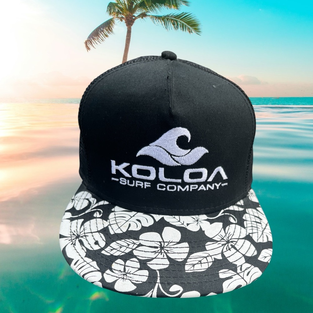 Koloa Surf Company  Black and White Snapback Hat